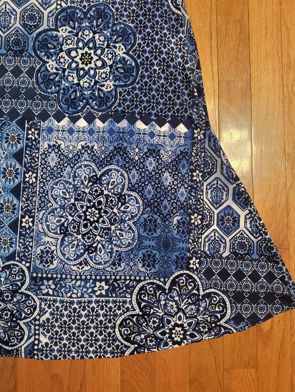 Anne Klein sleeveless dress, women's 10, blue geometric - Picture 4 of 16